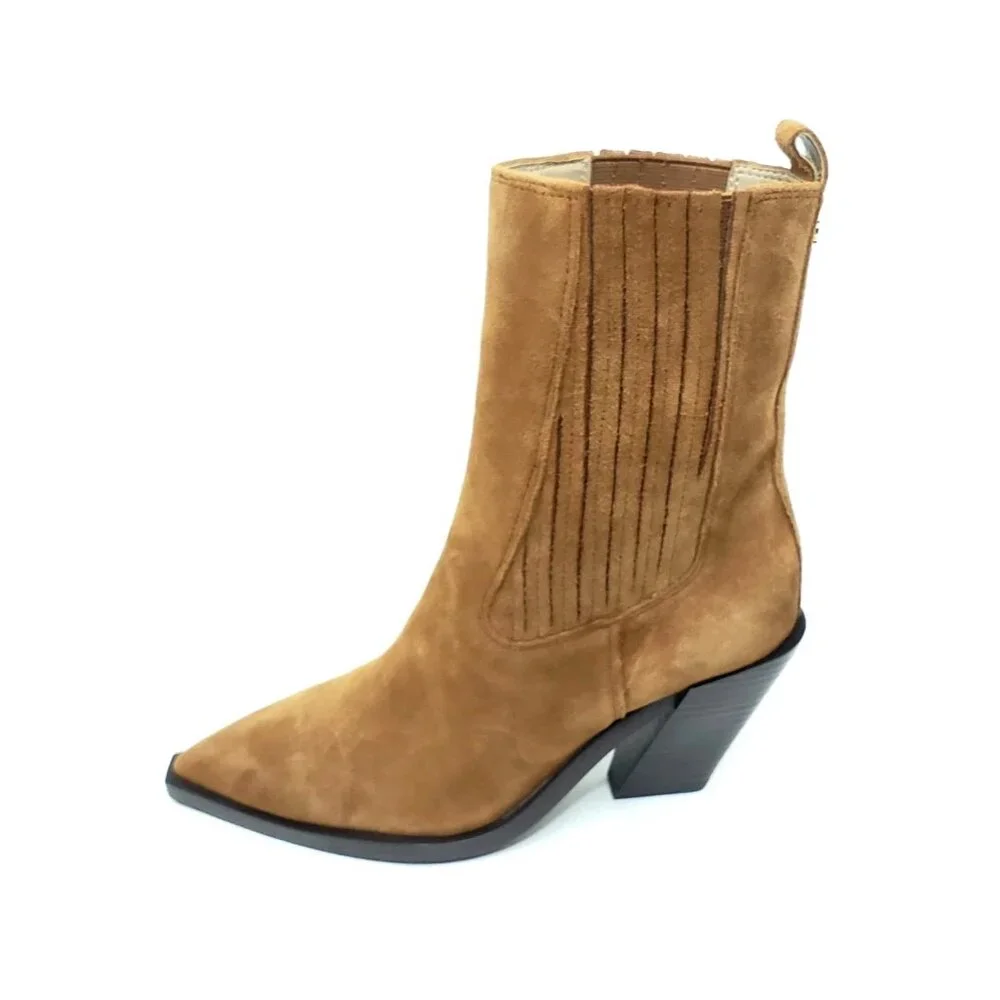 Sam Edelman Mandey Suede Western Block Heel Boots Brown Womens Size US 6